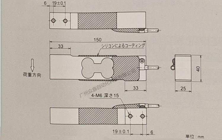 日本NMB(Minebea美蓓亚) CB004-100K称重传感器产品尺寸